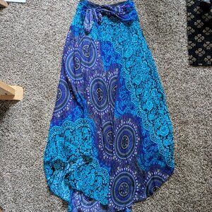 Beautiful Flowy Bohemian Blue Pattern Skirt